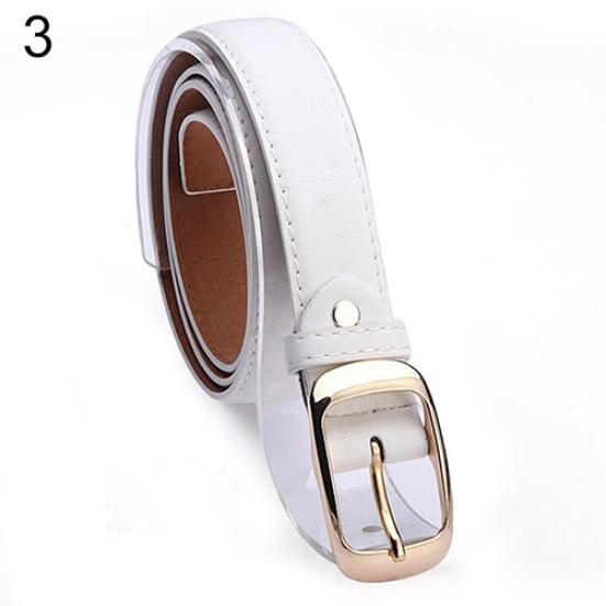 Women Fashion Paint Waist Belt Faux Leather Alloy Buckle Casual Waistband Strap