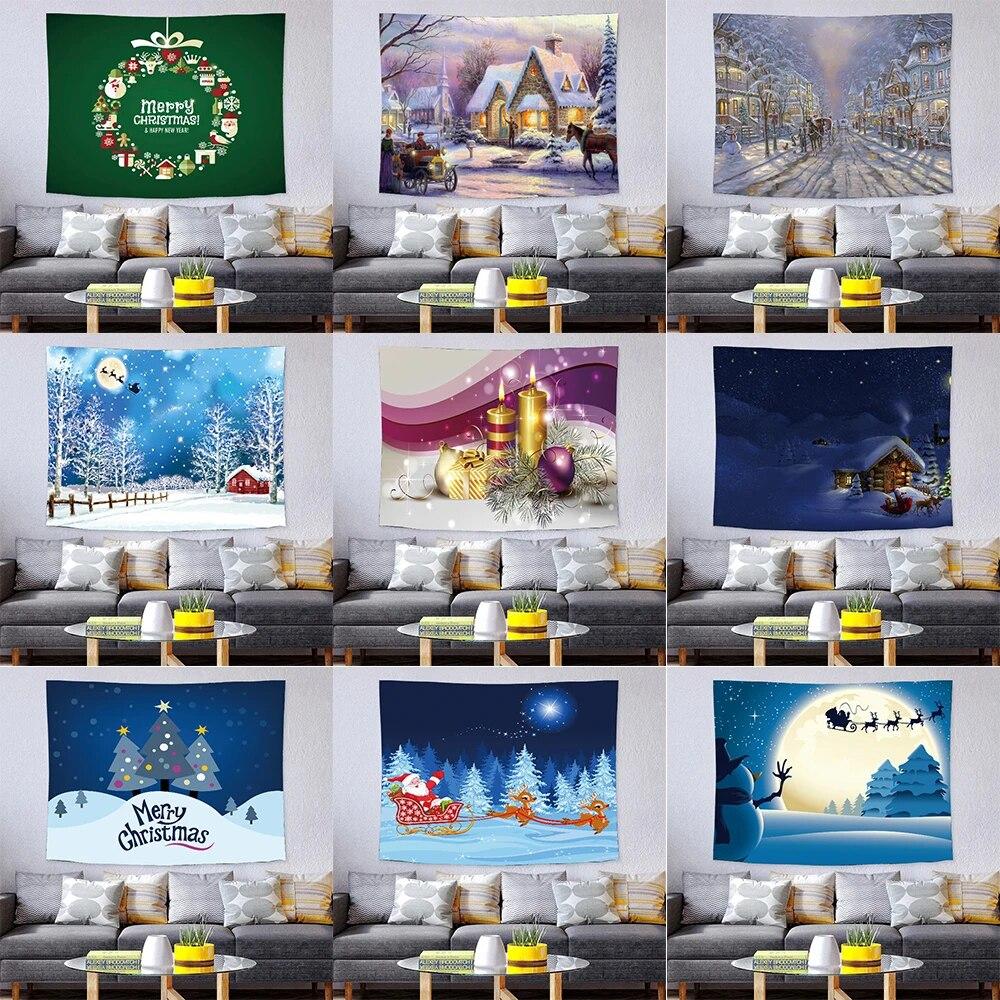 

Merry Christmas Santa Claus decoration printed tapestry home living room bedroom room wall decoration tapestry