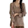 Autumn and winter new mohair thin gentle soft waxy knitted sweater top loose sweater pullover woman
