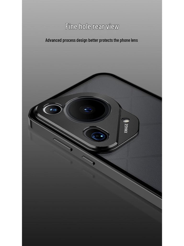 Huawei Pura70 Pro Metal Frame Frosted Snap-Button P60 Back Panel Phone Case for P80 Ultra