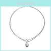 Elegant Geometric Lock Pendant Necklace For Women In Alloy With Unique Water Wave Chain Design