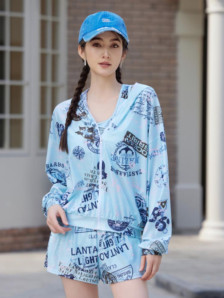 Korean Style Women's Three-Piece Swimsuit Set with Slimming Cover-Up: Sun Protection & Conservative Holiday Swimwear