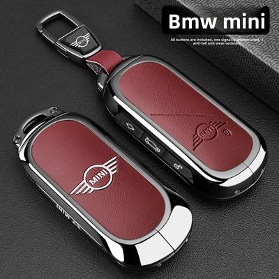 Alloy Leather Key Case for Car Cover Shell Fob For BMW MINI Cooper Countryman U25 J01 J05 F65 F66 2024 2025 Protection Keychain
