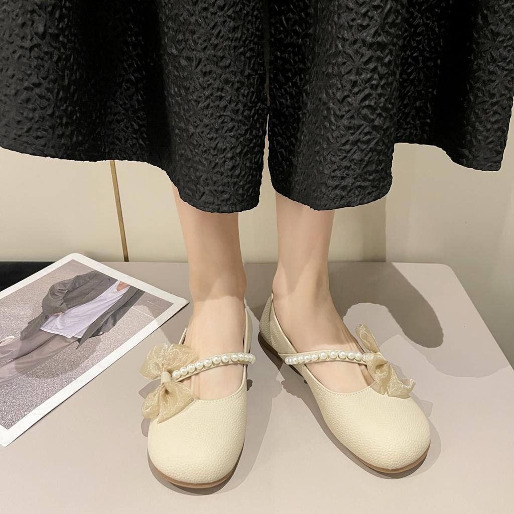 Fashion 2024 Female Footwear Casual Sneaker Round Toe New Summer Dress Moccasin Bow-Knot Round Toe Shoes Woman Mary Jane Shoes