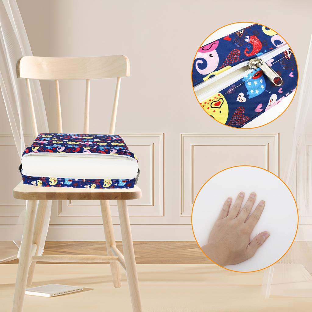 Antypoślizgowe podwyższenie dla dzieci, podwyższenie do stołu jadalnego z regulowanym pasem bezpieczeństwa i paskiem mocującym, kreskówkowa poduszka podwyższająca