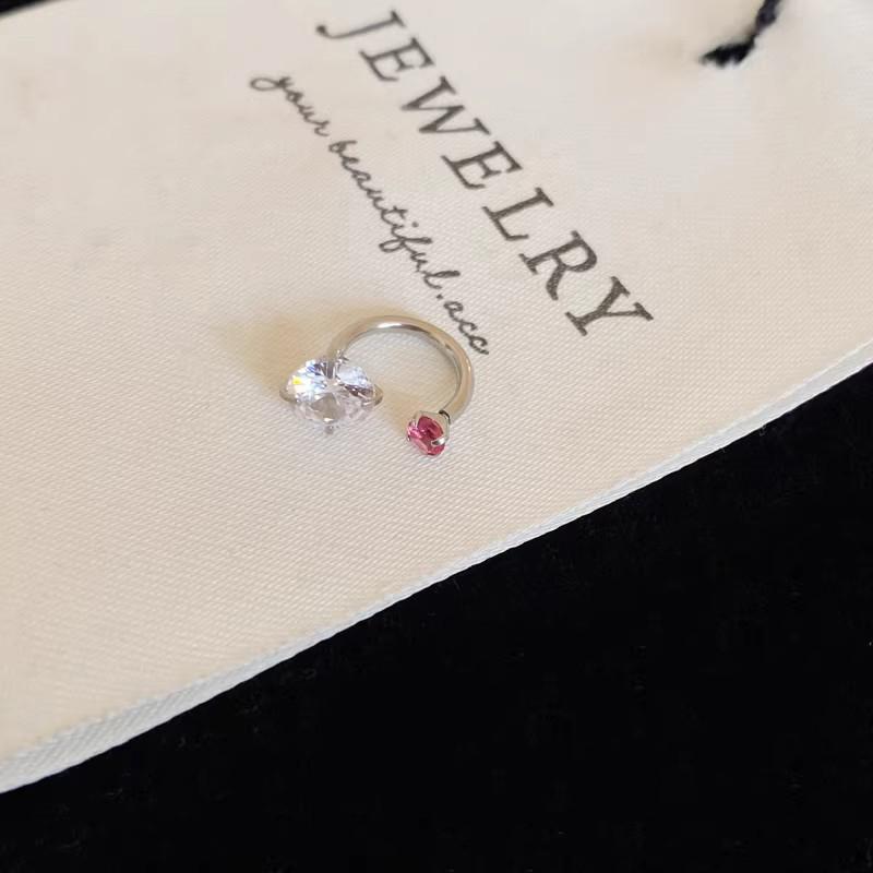 Stainless Steel Blue Rhinestone Stud Earrings for Women Delicate Sweet C-Shaped Cartilage Earrings Casual Versatile Jewelry Gift
