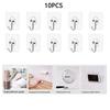 10 Pieces of Wall Hooks Self-adhesive Transparent Multi-purpose Wall Frame, Door Frame, Kitchen Storage