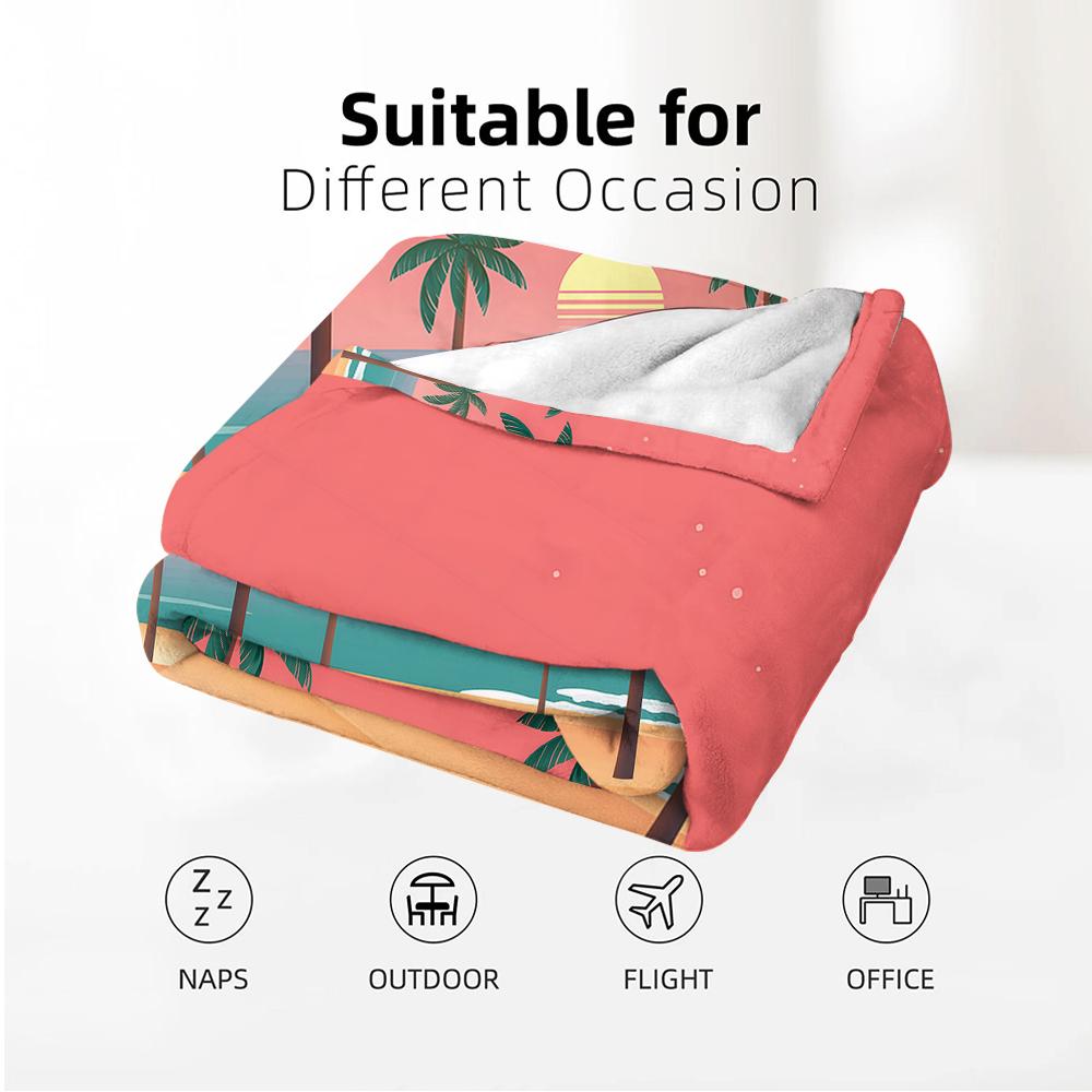 Blush Tropical Soft Flannel Blanket Breathable Warm Throw for Office Car Sofa Kids Room Birthday Xmas Gift