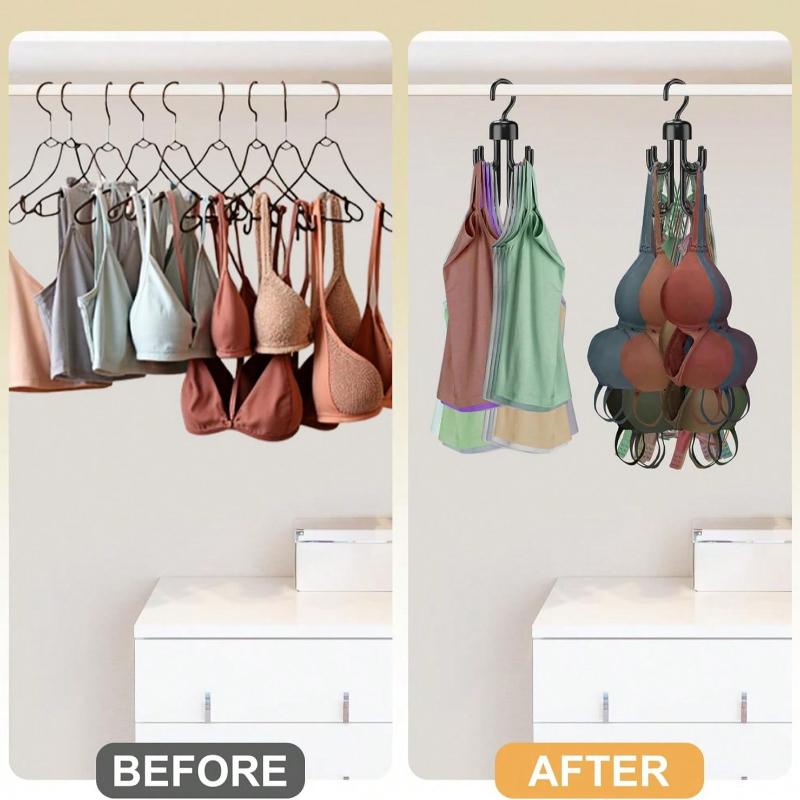 Rotatable Bra Hangers For Closet Organizer, Max 48 Storage Capacity Belt Hanger, Plastic Space Saving Closet Organizers Apartment Dorm