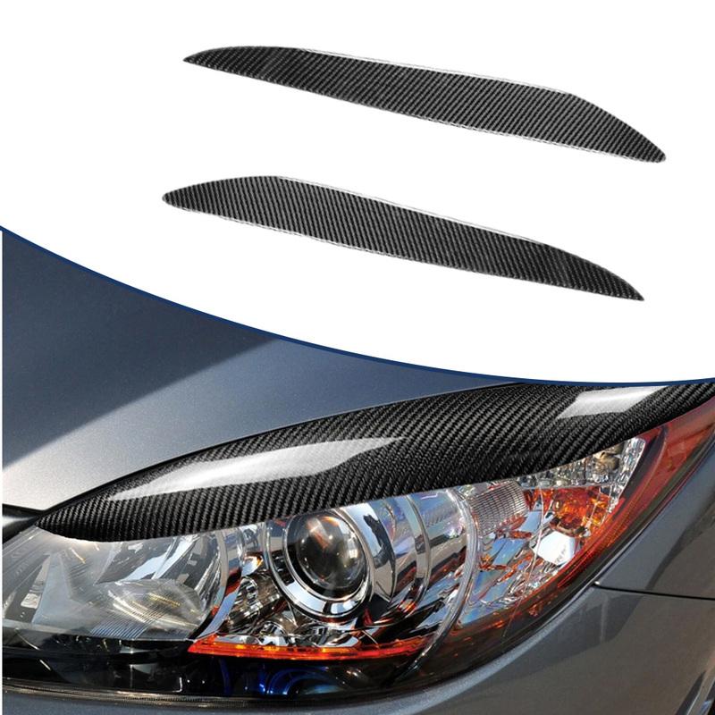 Carbon Fiber Car Headlight Eyelid Eyebrow Cover Trim For Mazda 3 Mazda3 JDM 2010 2011 2012 2013