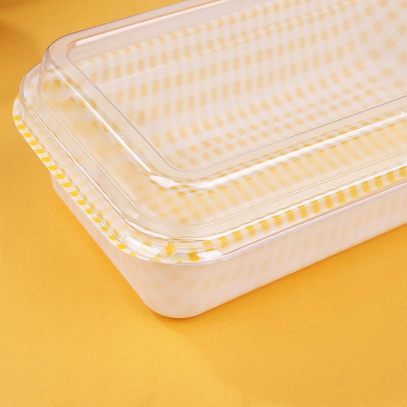 10Pcs Plaid Disposable Rectangular Plastic Packing Box With Lid Cream Cake Sale Package Box Picnic Bento Sushi Bread Containers