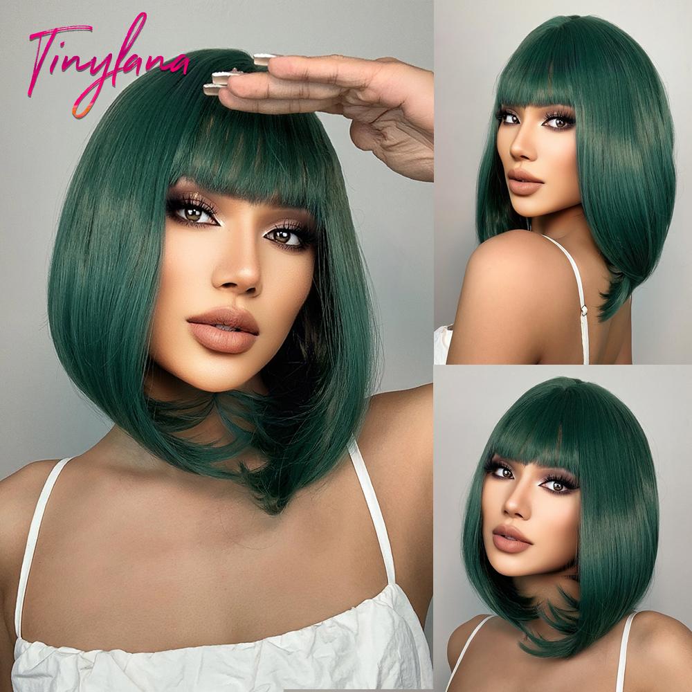 Weiße blonde graue synthetische Perücken mit Pony, kurze gerade Bob-Haarperücke für Frauen, Cosplay, tägliches natürliches Haar, hitzebeständig