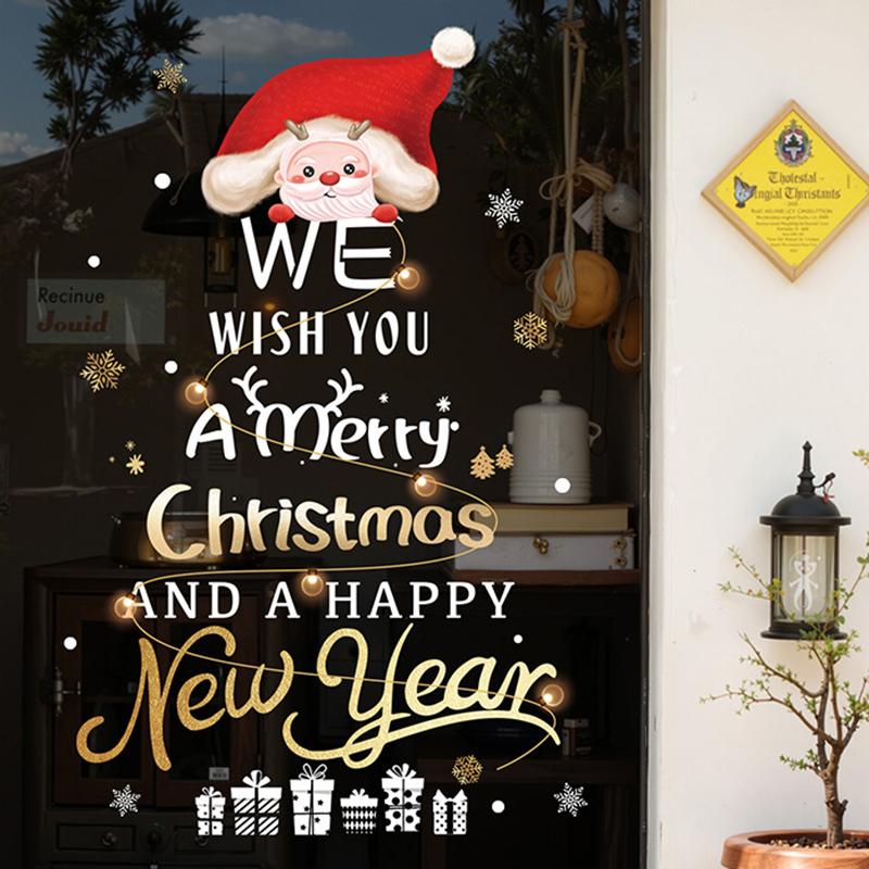 Adesivi per Vetrine Capodanno 2025 Decorazione Natalizia Babbo Natale Pupazzo di Neve Adesivo Albero di Natale Decorazione Vetro Decalcomania Regalo di Natale