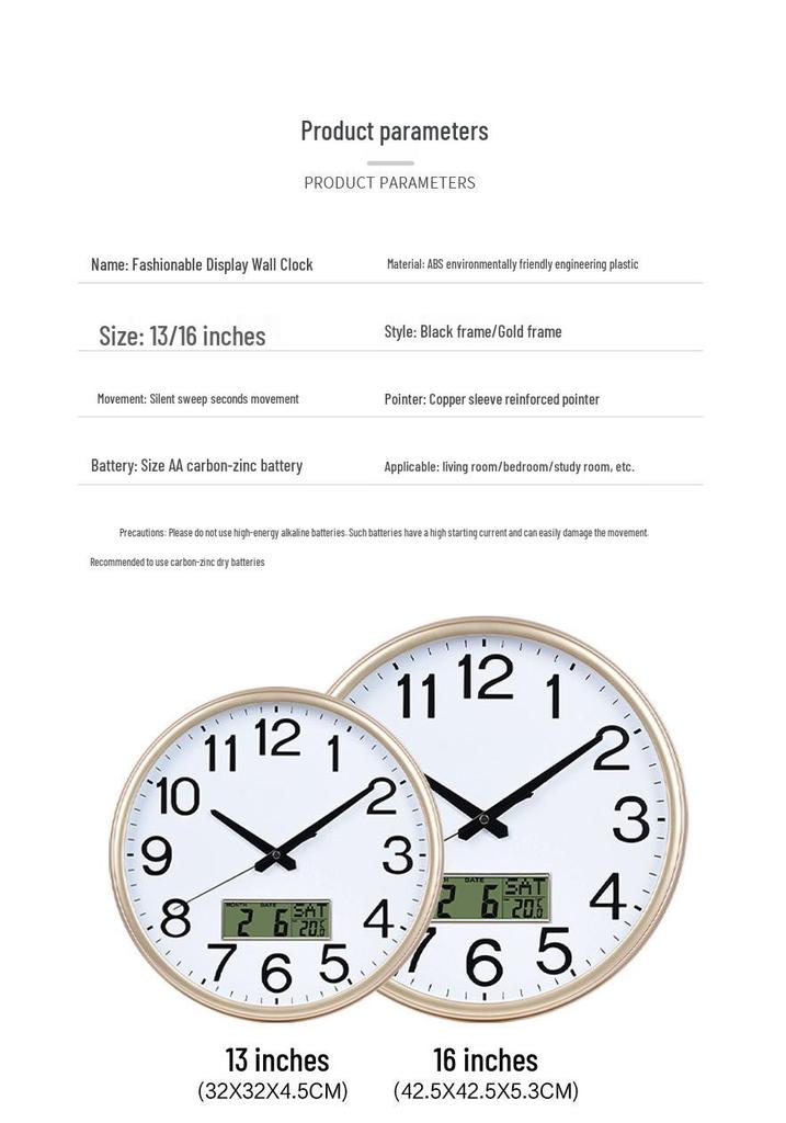 Silent Large Wall Clock with Creative Design for Living Room - Hole-Free Hanging