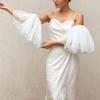 Elegant Net Bridal Gloves Soft Cotton Lined Arm Sleeves for Wedding Bride Simple White Tulle Accessories