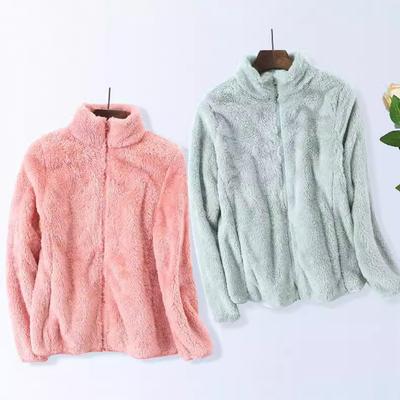 Plush Jacket Women's Autumn and Winter New White Double-sided Granular Fluff Stand-up Collar Warm Cardigan Trend