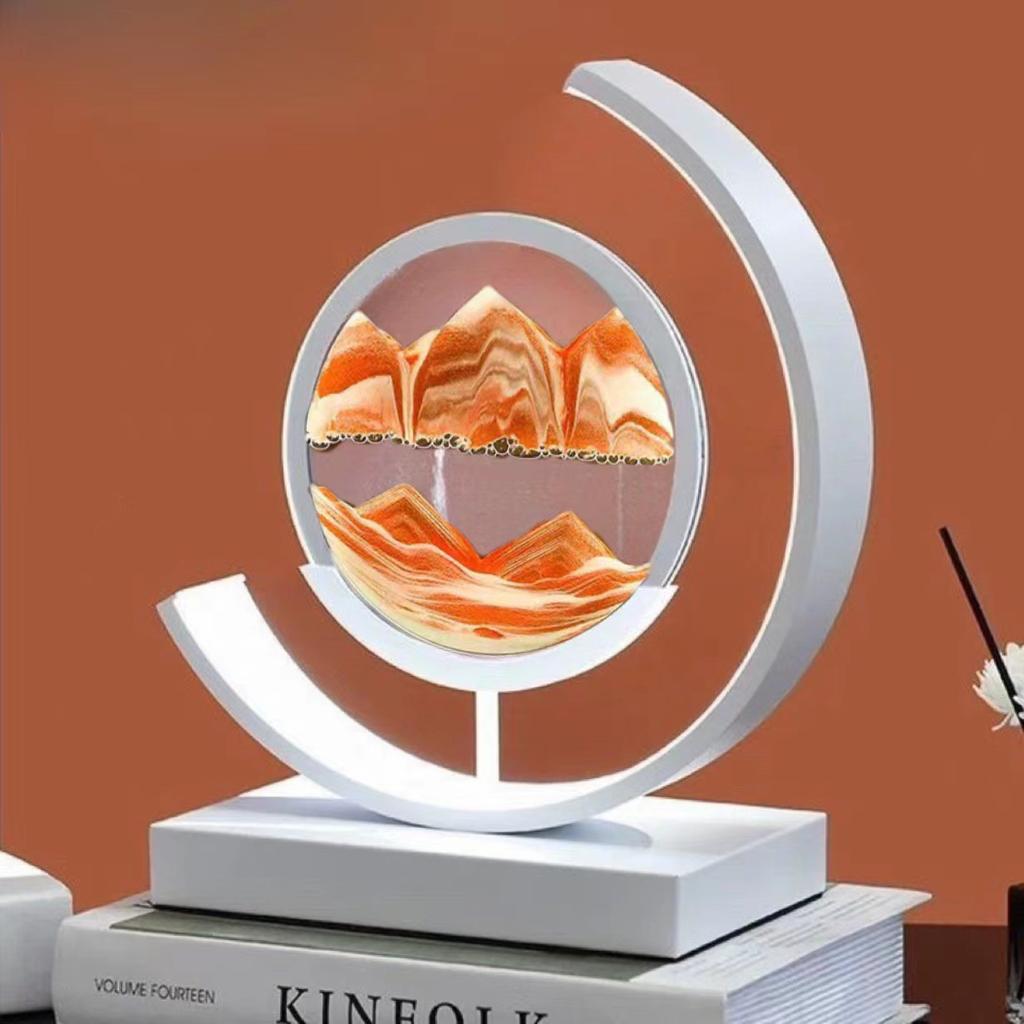 Sandscape Moving Sand Art Picture Table Lamp Quicksand 3D Dynamic Liquid Hourglass Flowing Sand Painting Bedroom Home Decor Gift