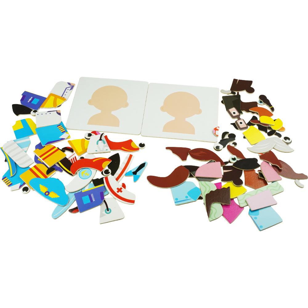 Drewniana tablica magnetyczno-kredowa + puzzle drewniane magnetyczne zestaw
