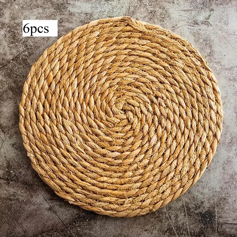 

6/12pcs Round Heat Insulation Mats Pot Mats Handwoven Rattan Placemats Heat Resistant for Dining Home Wedding Decor 30x30CM&Round