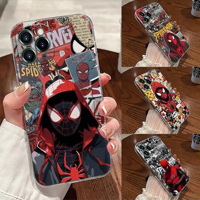 Funda de Teléfono Transparente de Comics de Marvel Spider-Man Para iPhone 17 Pro Max 17E 11 12 13 14 15 16 Pro Max Plus 17 Air 16E 7 Cubierta Suave