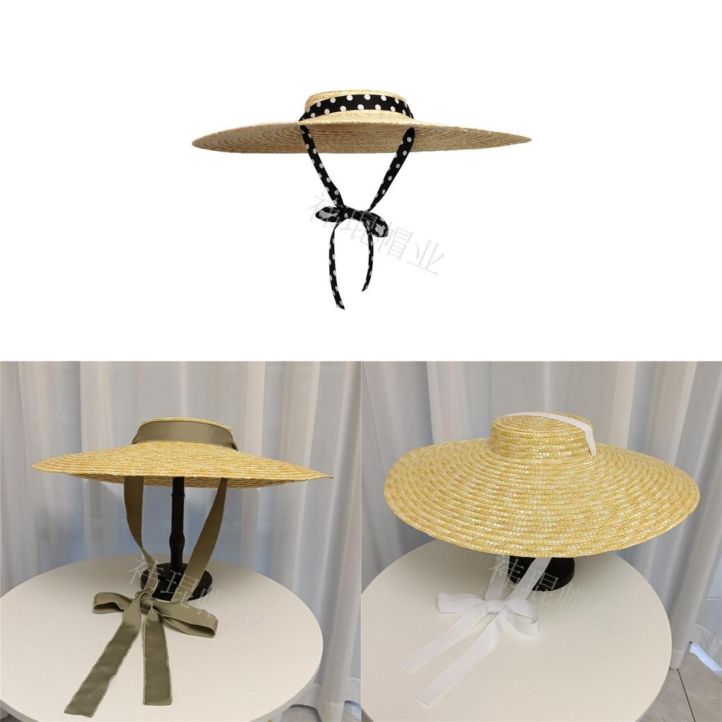 Straw Hat With Butterfly Knot For Summer Beach Sun Protection And Fashion