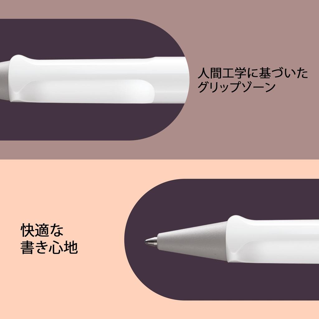 Lamy Safari White Ballpoint Pen Ergonomic Medium Line Width Comfortable for Extended Writing Durable ASA Plastic Includes Blue LAMY M16 Refill - Grip,
