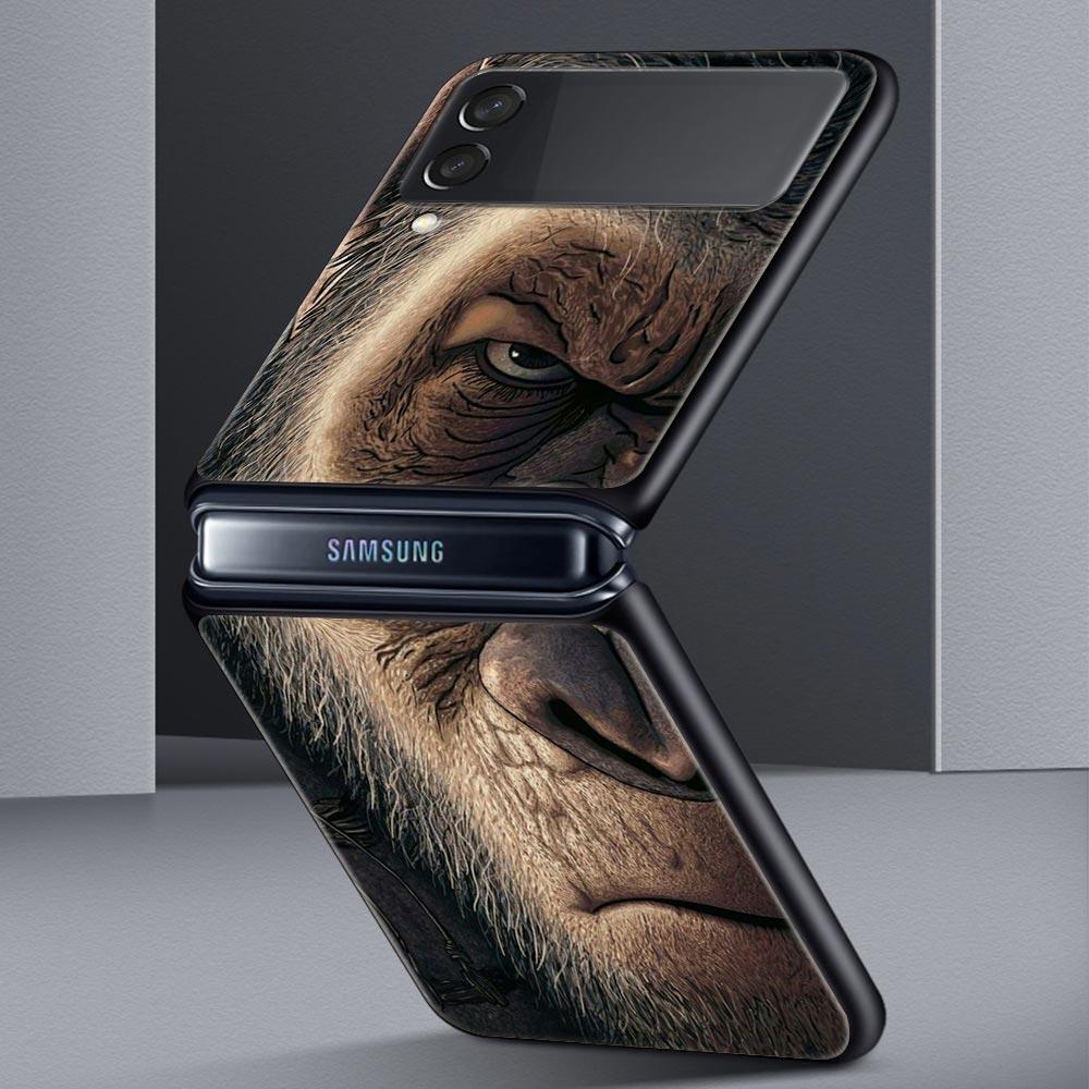 Z Flip 4 Phone Case for Samsung Galaxy Z Flip 3 5G ZFlip3 Flip3 zflip Flip4 Black Hard Cover Lion Tiger king monkey animal Shell