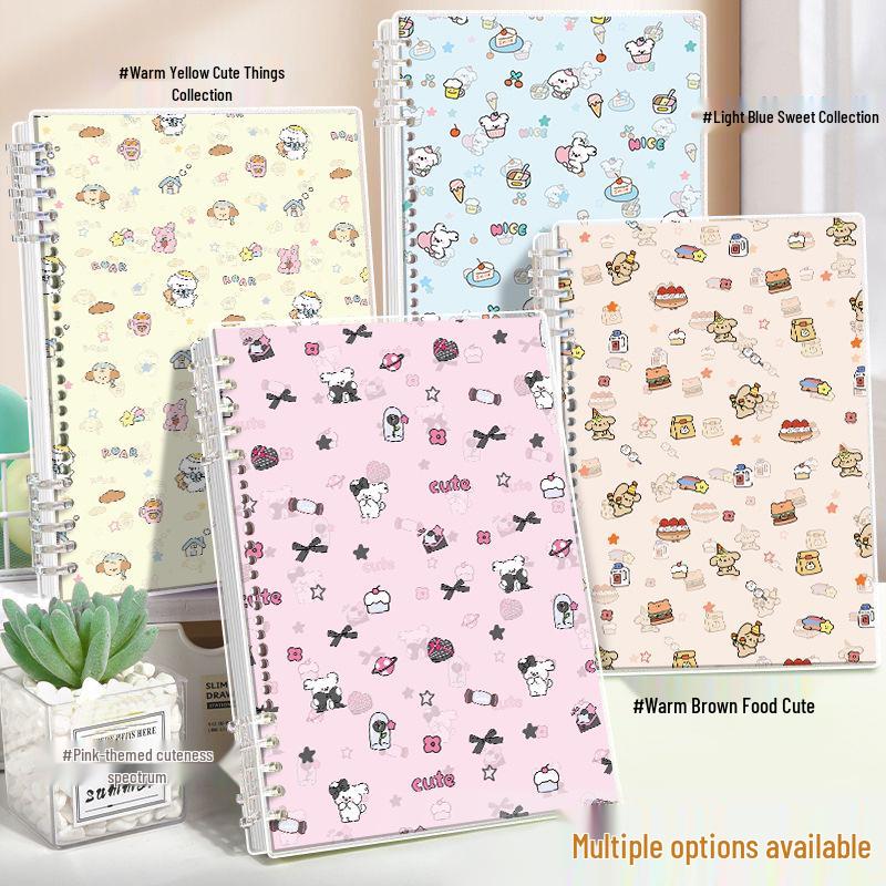 Detachable Floral Puppy B5 Binder Notebook - Comfortable and Simple