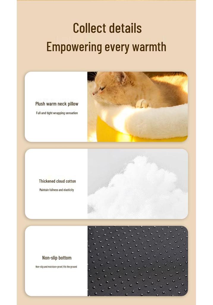 Four Seasons Universal Semi-enclosed Cute Pet Bed for Cats and Small Dogs - Winter Warmth