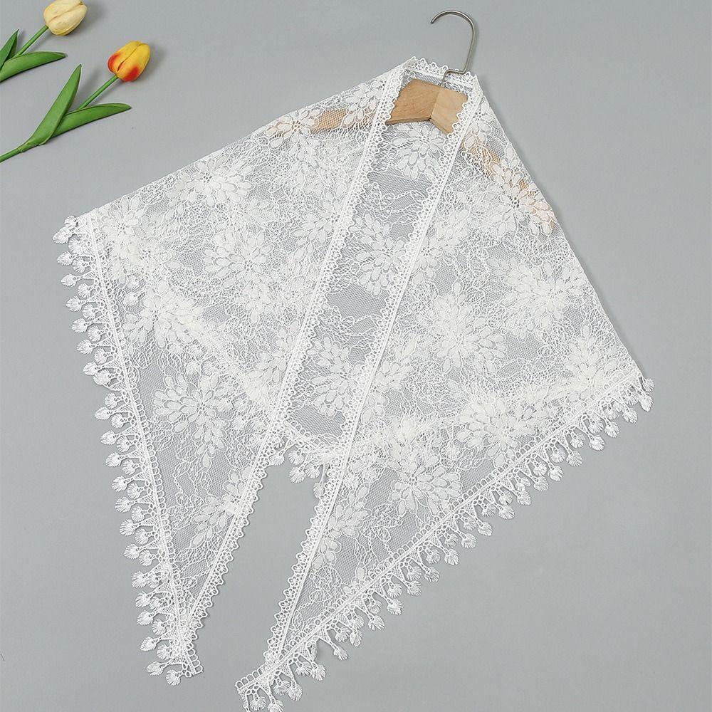 Thin Lace Flower Hair Scarf Shawl Vintage Triangle Head Scarf Bandanas for Women  Photography