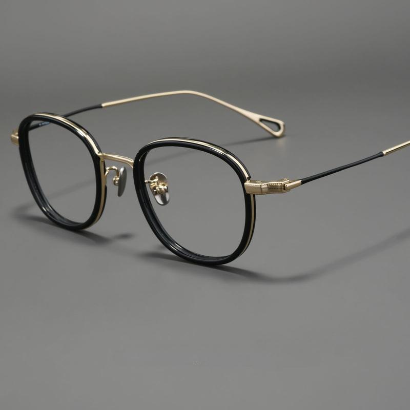 Light Luxury Brand Ultra Light Acetate Titanium Round Glasses Frame Men Women Retro Top Quality Optical Prescription Eyeglasses