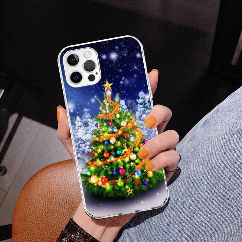 Merry Christmas Tree Snow Phone Case For iPhone 17 Air 16 Pro Max 16E 15 + 14 Plus 11 12 13 Mini 7 8 SE Gift Print Cover Fundas