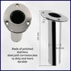 Marine Heavy Duty Stainless Steel Boat Cast Fishing Rod Holder Oval 15°/30°/90° with PVC Inner Boat Hardware