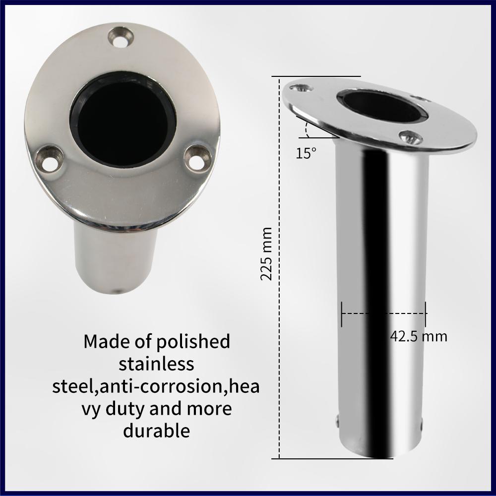 Marine Heavy Duty Stainless Steel Boat Cast Fishing Rod Holder Oval 15°/30°/90° with PVC Inner Boat Hardware