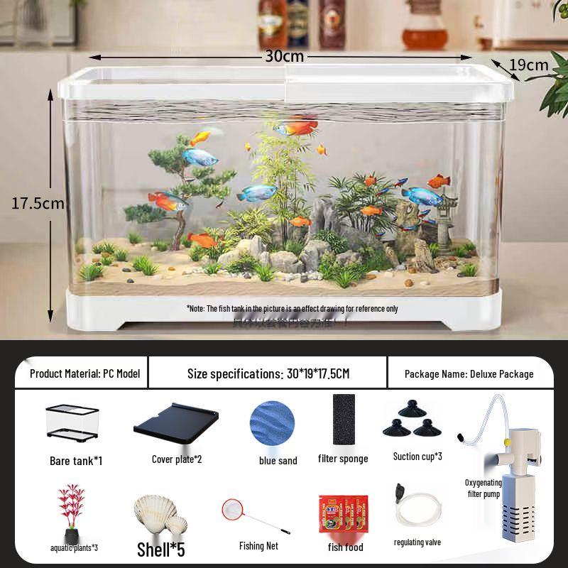 Compact Eco-Friendly Fish Tank Set with Lid for Living Rooms - 2025 Model