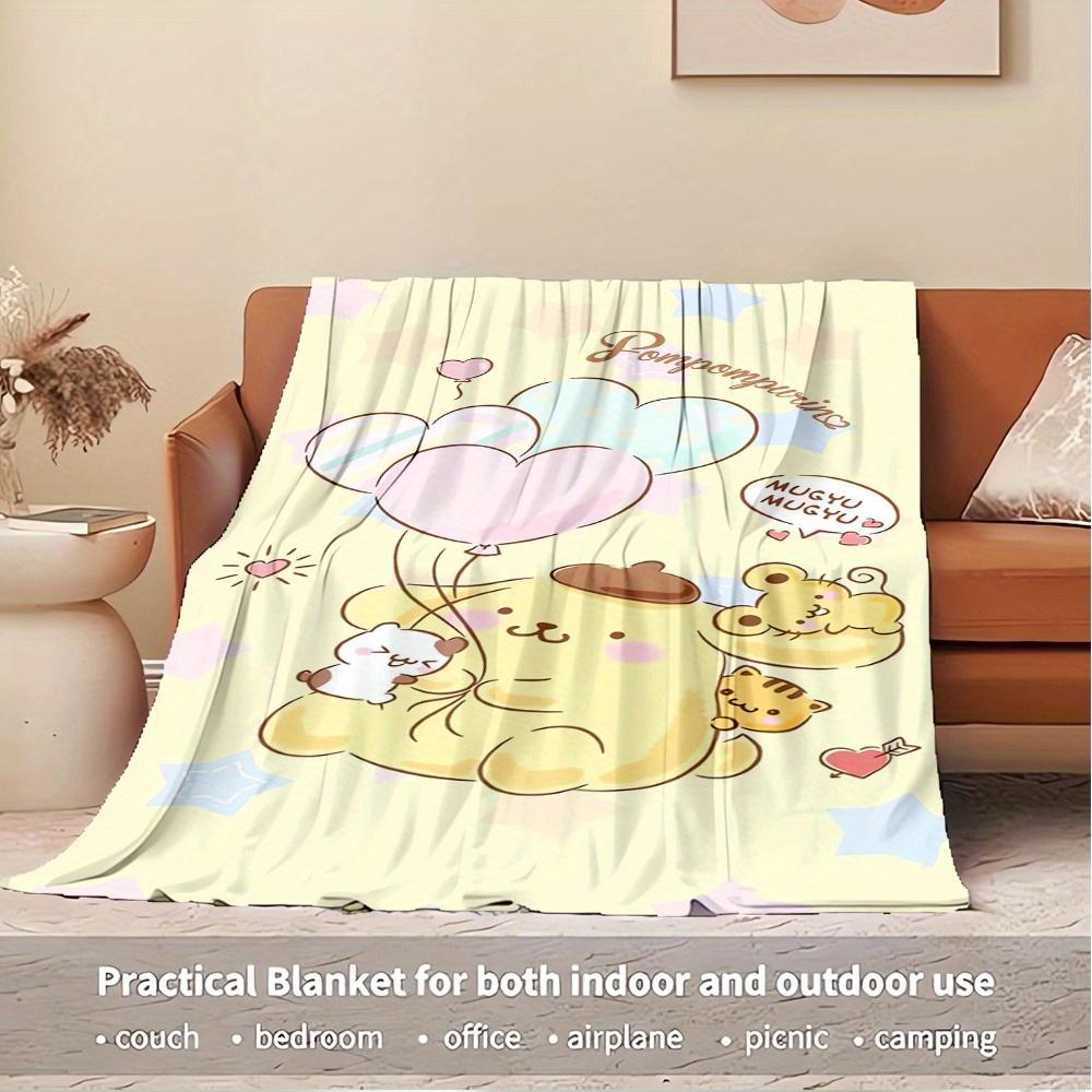 1pc Flannel Pompompurin, Cute, BalloonsThrow Blanket, Cartoon Truck Pattern Printed Blanket, Warm Cozy Soft Blanket For Couch Bed Sofa Car O