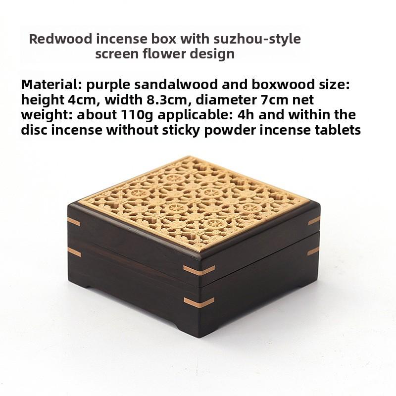 Wooden Incense Burner Box for Stick Coil Powder Incense Retro Redwood Design for Tea Ceremony Zen Home Decor Gift