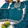 Dark Teal Embroidered Sharara Suit with Dupatta