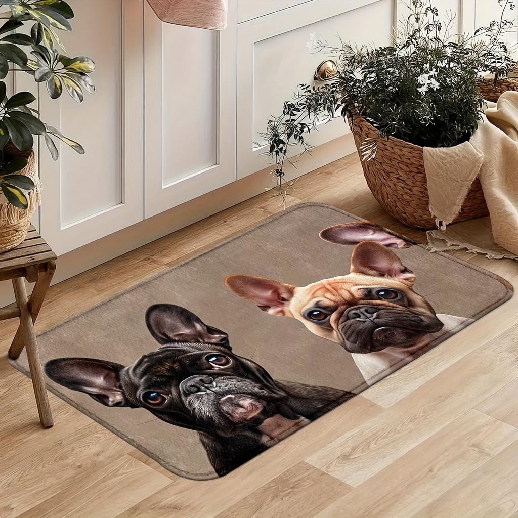 1 Stück Niedliches Hunde Muster Fußmatte Modern Küche Polyester Teppich Rutschfest Bunt Innen Teppich, Für Zuhause Badezimmer Schlafzimmer Wohnzimmer Dekor