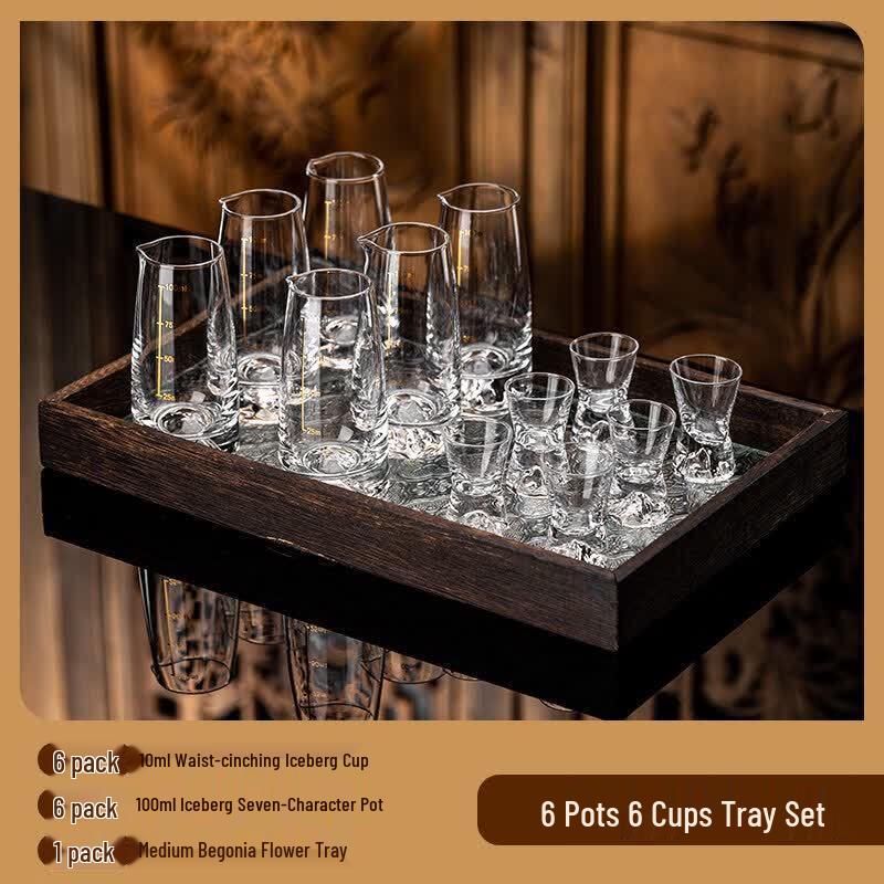 Light Luxury Crystal Iceberg Baijiu Glass Set with Scale