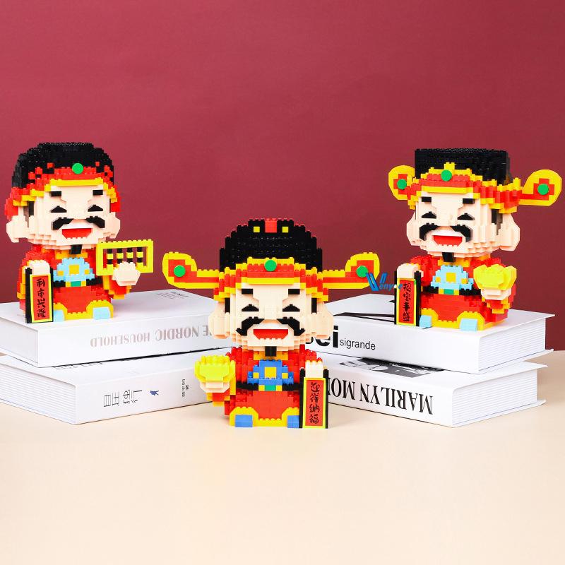 Chinesischer Gott des Reichtums Baustein Modell Lustig 3D DIY Puzzle Figur Zusammengebaute Magische Steine Spielzeug Für Kinder Weihnachtsgeschenk