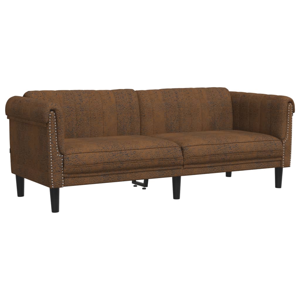 3 Piece Sofa Set in Brown Velvet