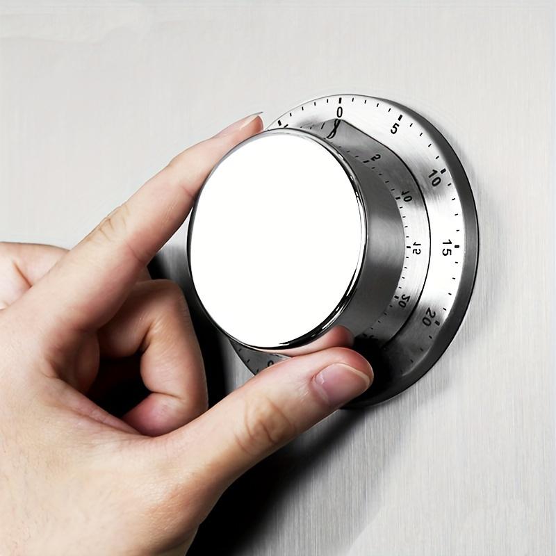 1pc Stainless Steel Chef Timer with Loud Alarm No Batteries Needed, Magnetic Backing, 60Minute Dial for Cooking, Baking, Reading Homework
