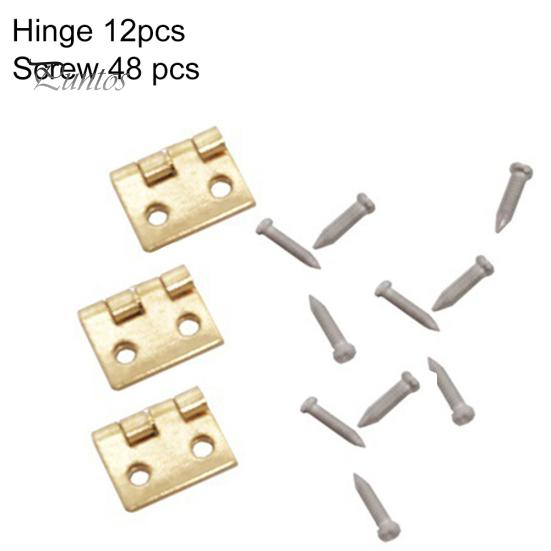 

12 шт. петля + 48 шт. винты, кукольный домик, сделай сам, мини-сборка, металлическая мини-дверная фурнитура