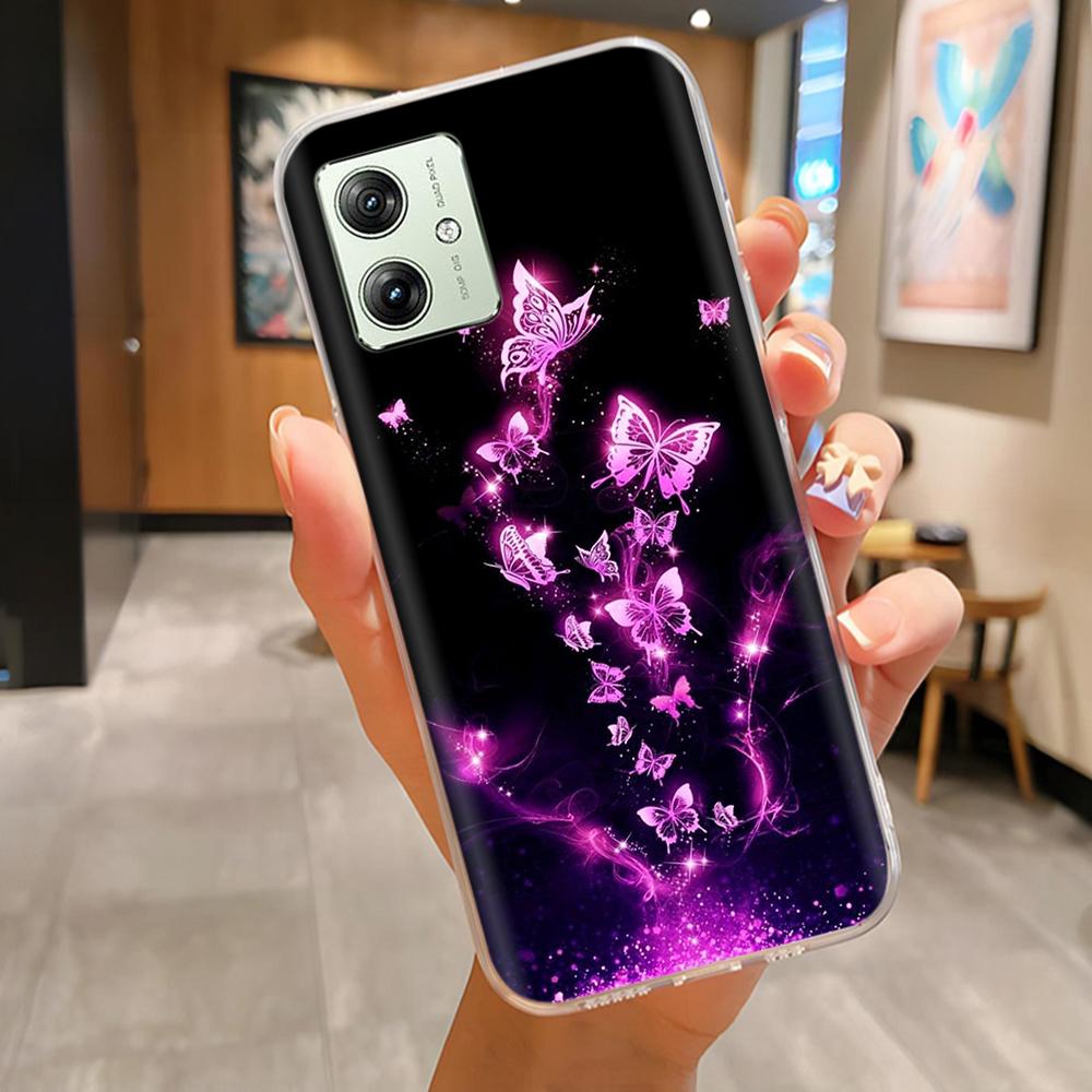 Soft Case For Moto G54 5G Case MotoG54 Silicone Phone Back Cover For Motorola Moto G54 Case XT-2343-1 Flower Love Heart Fundas