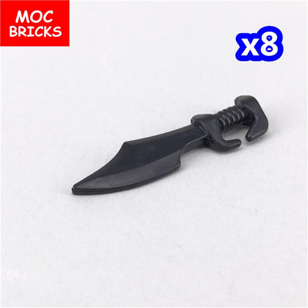 MOC Bricks Black Sword Shield Spear Halberd Helmet Medieval Knights Rome Action Figure Educational Building Block Gifts
