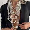 Ingemark Boho Exaggeration Multi-Layer Imitation Pearls Necklaces for Women Vintage  Sliver Color Neck Chain 2026 New Jewellery