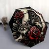 1pc Daring Wolves Automatic Open/ClosePractical Umbrella-CuteUmbrella with Cute Design, Portable 3-Fold Compact Umbrella for Men & Women, Valentine's