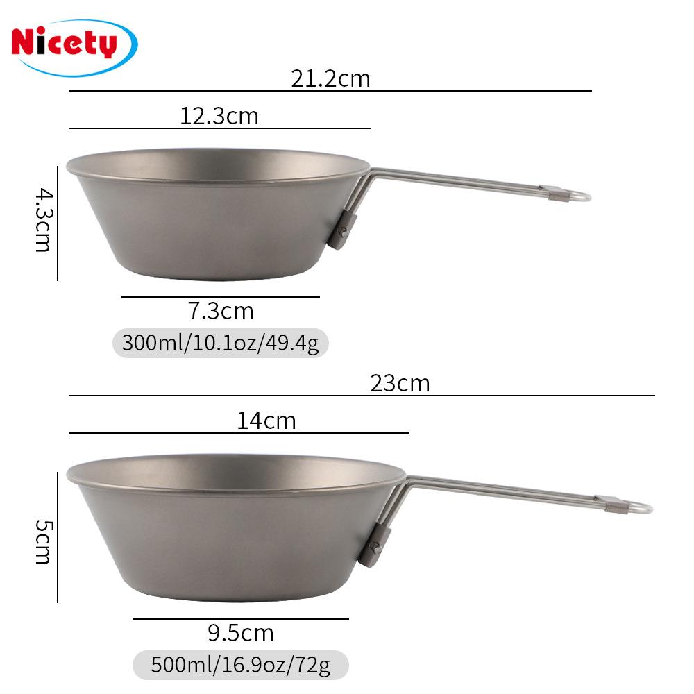Outdoor Pure Titanium Snow Bowl Cooker Camping Boiling Water Camping Supplies Handle Foldable Picnic Portable Tableware Cup