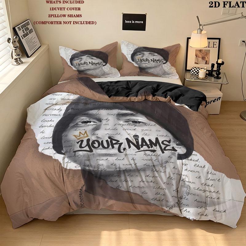 Eminem Custom Name Pattern Bedding Quilt Set Quilt Cover Pillowcase Home Gift(1 * duvet cover + 2 * pillowcase, without core)